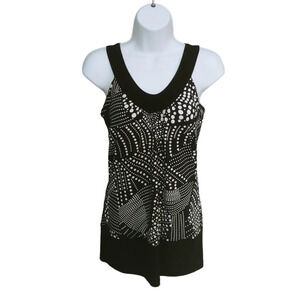 Black and White Random Polka  Dot Sleeveless halter-like top S